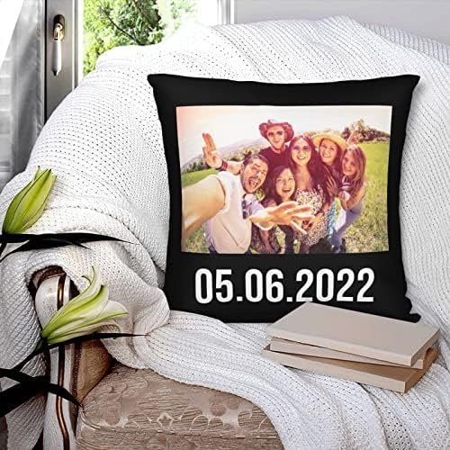 Personalized Throw Pillow Covers Custom Pillow Case with Photo Text Image, Square Pillowcase Cushion Covers for Sofa Couch Bed Chair Farmhouse Decorative Throw Pillows Multi Standard Size Optional
