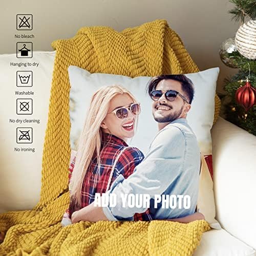 Easycosy Custom Pillow with Picture Text Customized Photo Pillowcase, Personalized Throw Pillow Cover, Love Keepsake Valentines Gifts for Women Two-Sides Design(18"x18")-Optional Filling