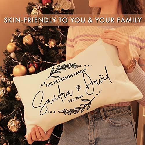 Personalized Lumbar Throw Pillow Covers w/Family Name - 6 Design 12x20 - Customized for Mom Grandma Women - Custom Decorative Oblong Pillowcase for Couch Sofa Bed Rectangle Pillow Case