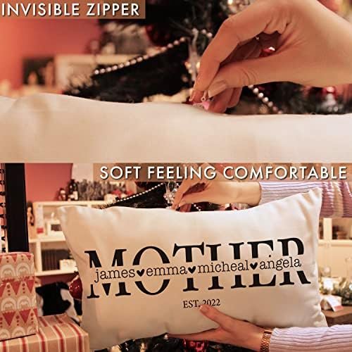 Personalized Lumbar Throw Pillow Covers w/Family Name - 6 Design 12x20 - Customized for Mom Grandma Women - Custom Decorative Oblong Pillowcase for Couch Sofa Bed Rectangle Pillow Case