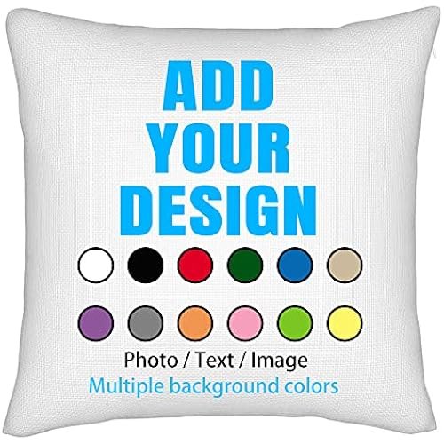 Personalized Throw Pillow Covers Custom Pillow Case with Photo Text Image, Square Pillowcase Cushion Covers for Sofa Couch Bed Chair Farmhouse Decorative Throw Pillows Multi Standard Size Optional
