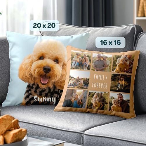 Fabric Textile Products Custom Pillow - USA Made - Personalized Pillows with Pictures or Text - Throw Pillow - Personalized Gift - Grandparent & Couples Gifts - Pet Pillow - Kids Pillows
