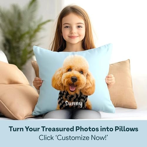 Fabric Textile Products Custom Pillow - USA Made - Personalized Pillows with Pictures or Text - Throw Pillow - Personalized Gift - Grandparent & Couples Gifts - Pet Pillow - Kids Pillows