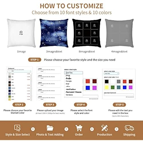 Easycosy Custom Pillow with Picture Text Customized Photo Pillowcase, Personalized Throw Pillow Cover, Love Keepsake Valentines Gifts for Women Two-Sides Design(18"x18")-Optional Filling