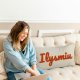 Customized Embroidered Name Linen Throw Lumbar Pillows, Personalized Monogrammed Names Pillow, Custom Natural Linen Farmhouse Boho Pillow Case Gifts (12X20)