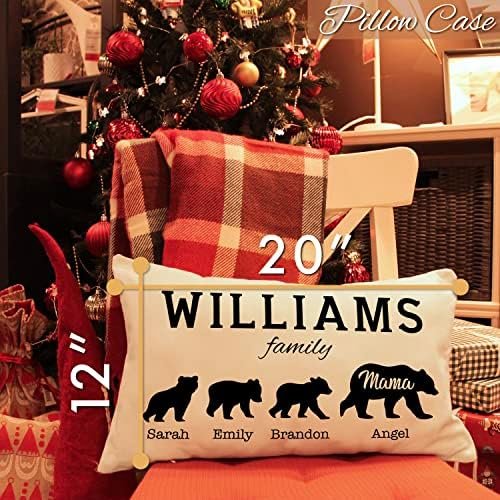 Personalized Lumbar Throw Pillow Covers w/Family Name - 6 Design 12x20 - Customized for Mom Grandma Women - Custom Decorative Oblong Pillowcase for Couch Sofa Bed Rectangle Pillow Case