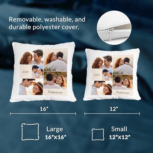 ArtPix 3D Personalized Photo Pillow Cover - Custom Cushion Case with Any Picture Print Gift - Customized Pillows with Your Loved Ones/Family - Square Pillows