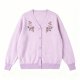 Women's Light Purple Floral Embroidered Cardigan, V-Neck Button-Down Knitted Sweater