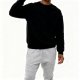 Men's Black Crew Neck Sweatshirt, Long Sleeve Casual Top with Gray Joggers