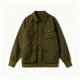 Men's Olive Green Utility Jacket, Multi-Pocket Button-Down Field Jacket